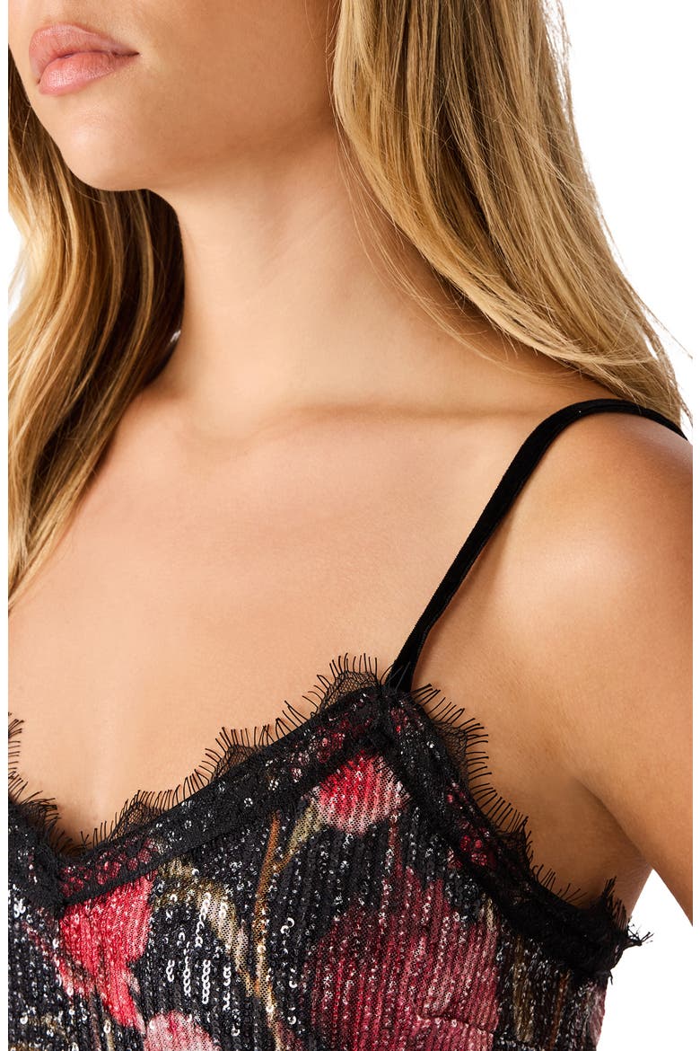 Rianna Sequin Floral Slip Minidress, Alternate, color, ROSE FROST