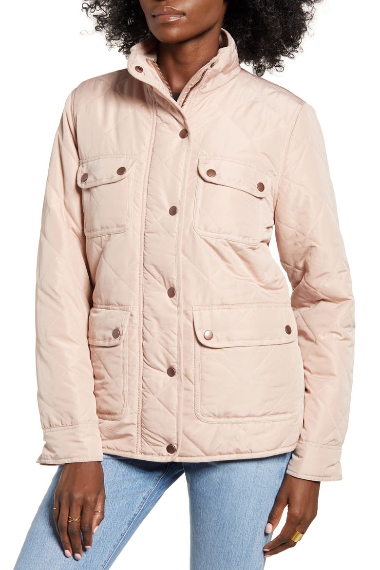 Fleece Lined Quilted Utility Jacket, Alternate, color, BLUSH