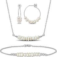 DELMAR Cultured Pearl Beaded Earrings, Bracelet & Necklace Set