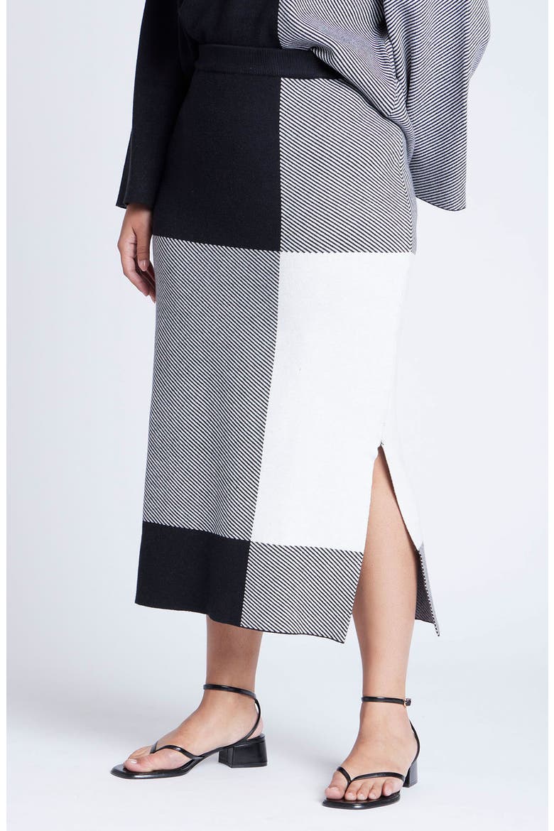 Intarsia Sweater Skirt, Main, color, PLAID PLEASE