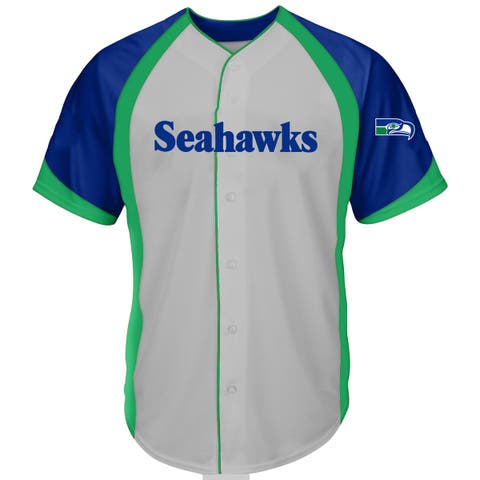 Men's Fanatics  Gray Seattle Seahawks Big & Tall Button-Up Raglan Fashion Top