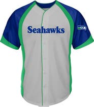 FANATICS Men's Fanatics  Gray Seattle Seahawks Big & Tall Button-Up Raglan Fashion Top