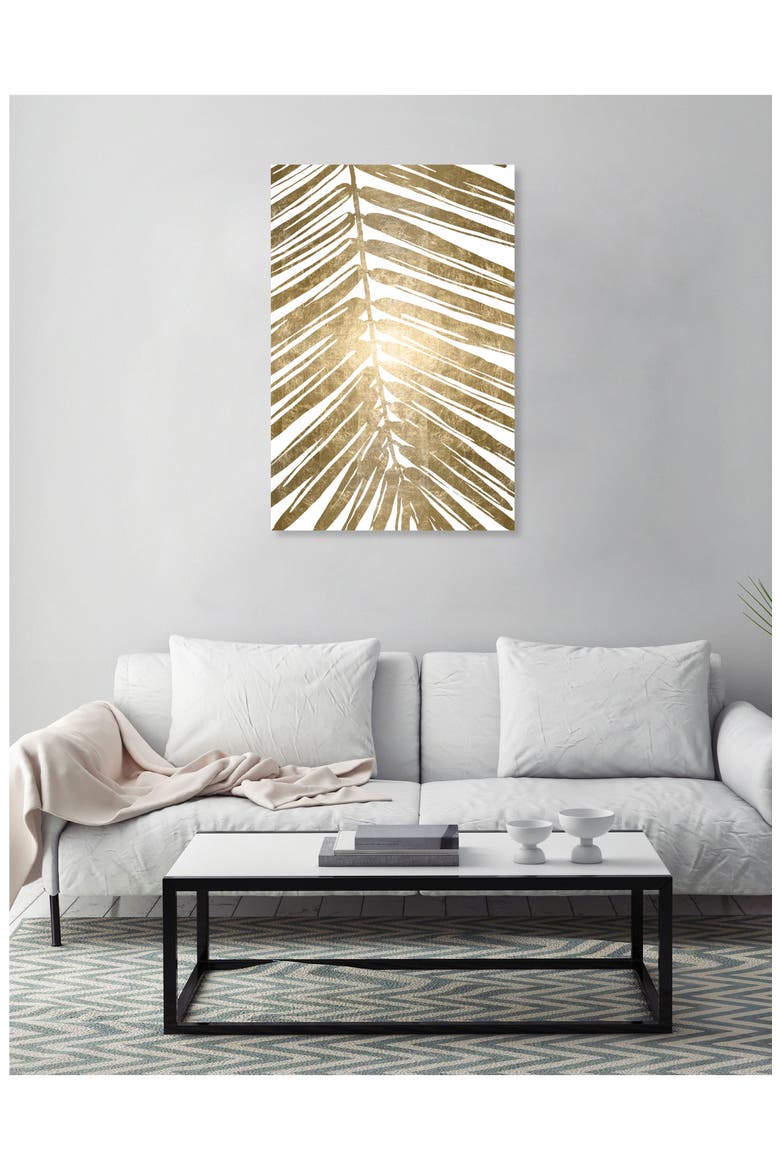 Gold Tropical Leaves IV Canvas Wall Art, Alternate, color, METALLIC GOLD