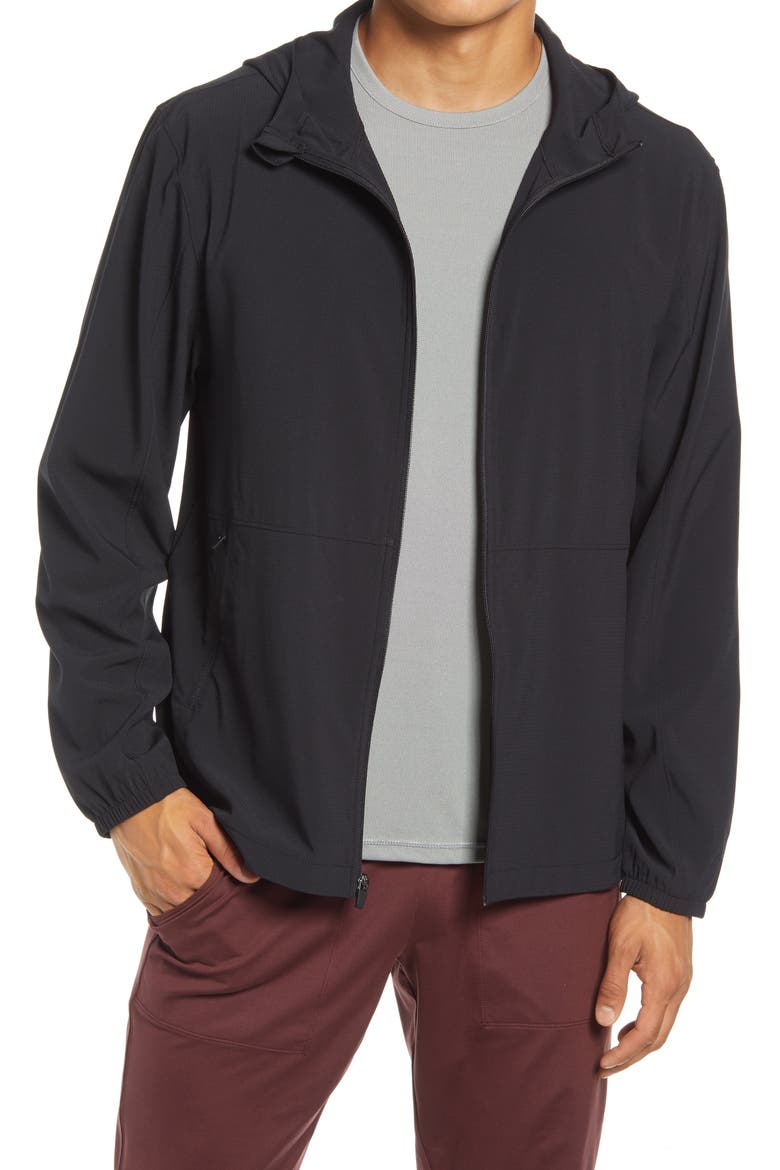 Trophy Lightweight Hooded Jacket, Main, color, BLACK