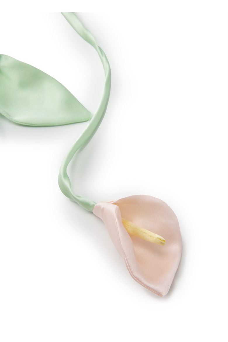 Calla Lily Silk Hair Tie Scrunchie, Alternate, color, Pink and Green