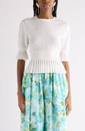 Chloé Ruffle Prim Pointelle Crop Wool Sweater