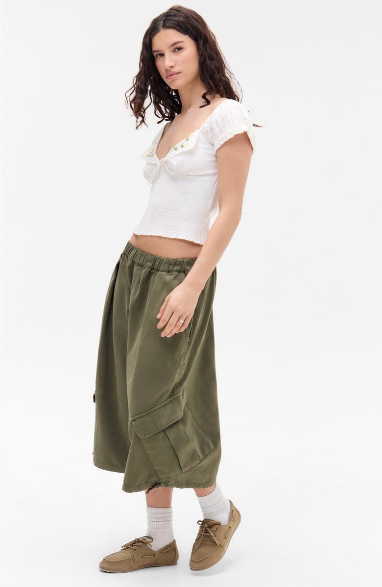 BDG Urban Outfitters Embroidered Smocked Cotton Top, Alternate, color, White