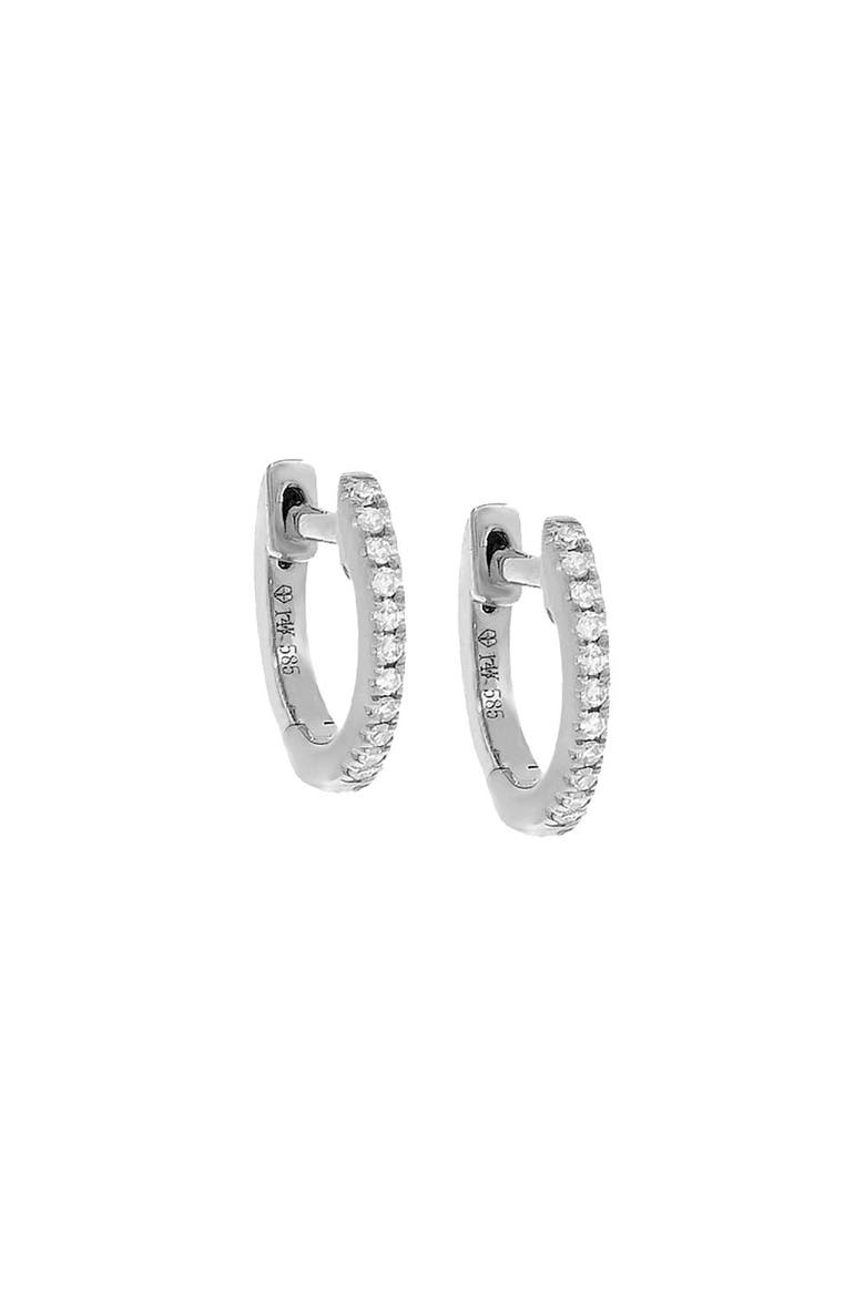Diamond Huggie Earring 14K, Main, color, 14K White Gold - 10 MM / Pair