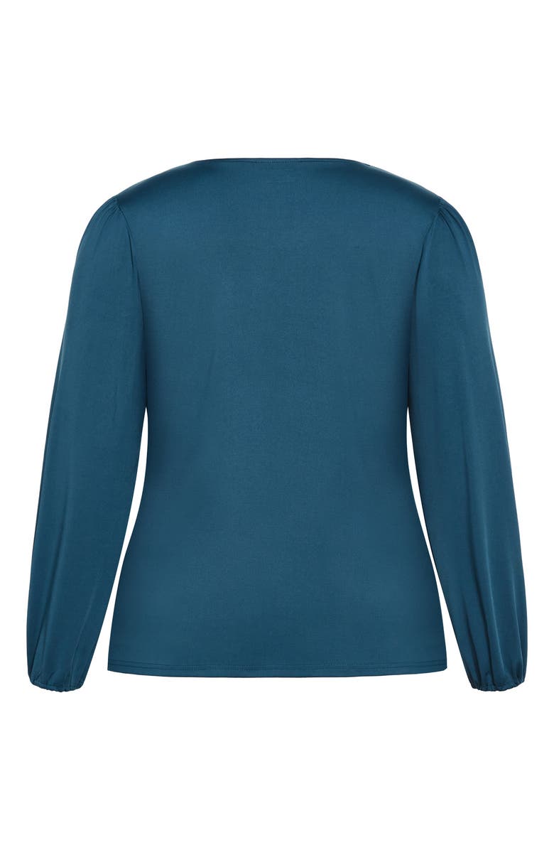 City Chic Romee Chain Detail Long Sleeve Top, Alternate, color, Midnight