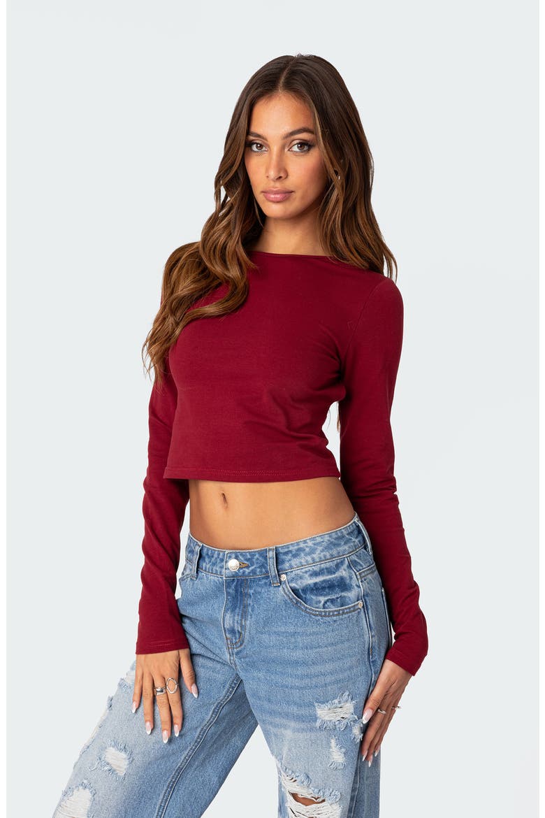 Haven Open Back Crop Top, Alternate, color, BURGUNDY