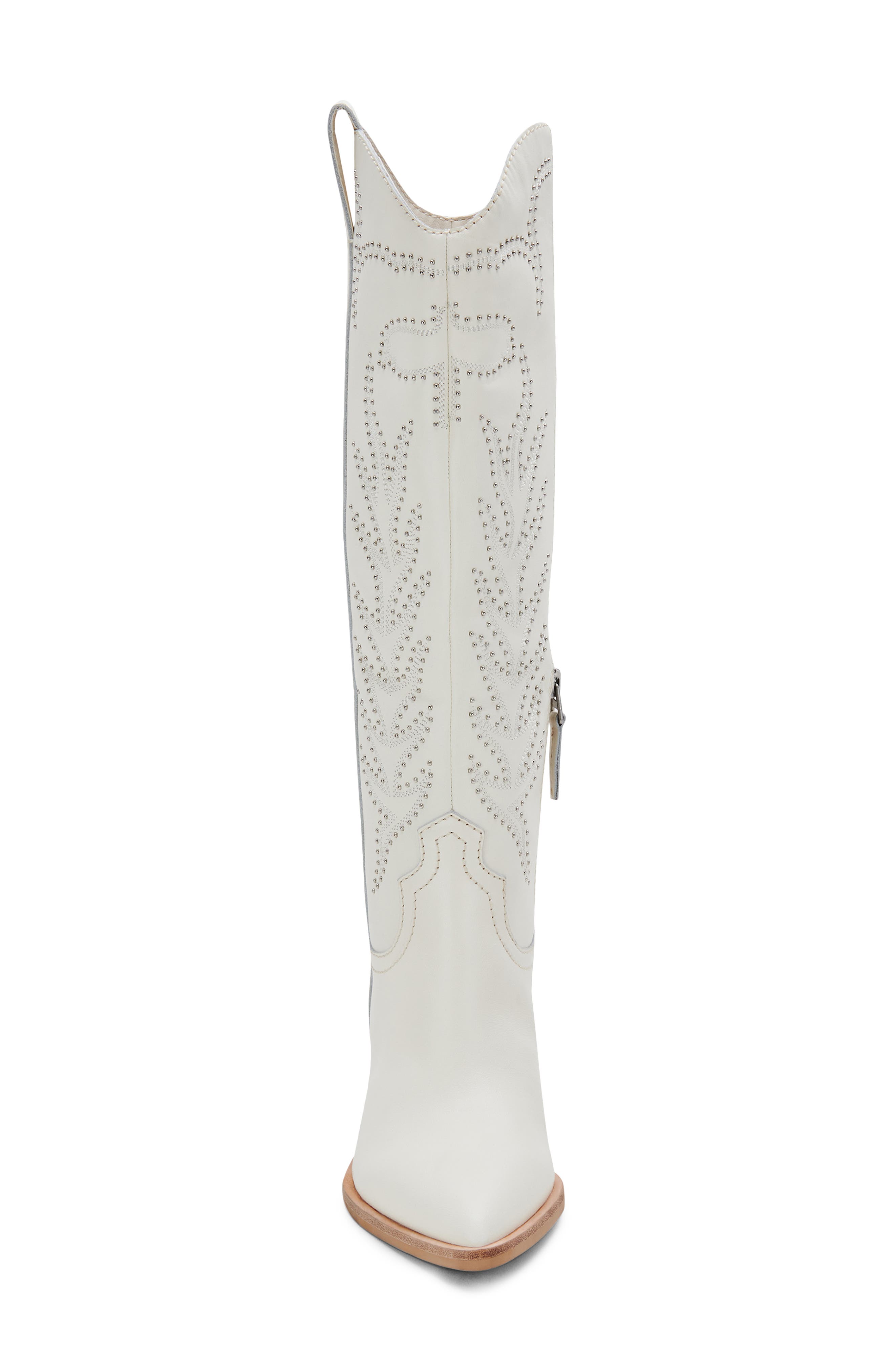 Solei Stud Western Boot, Alternate, color, OFF WHITE LEATHER