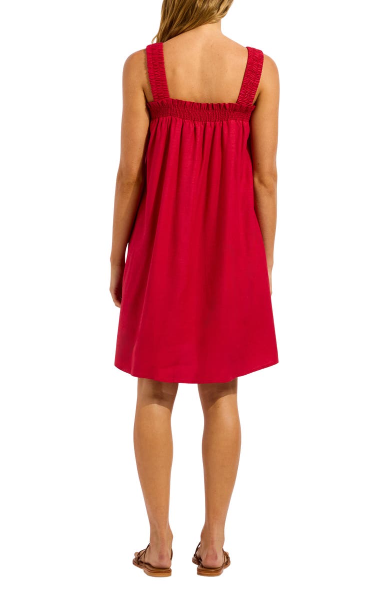 Seafolly Gathered Band Cover-Up Dress, Alternate, color, Cosmo Red
