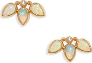 Anzie Bezel Bouquet Opal & Diamond Stud Earrings