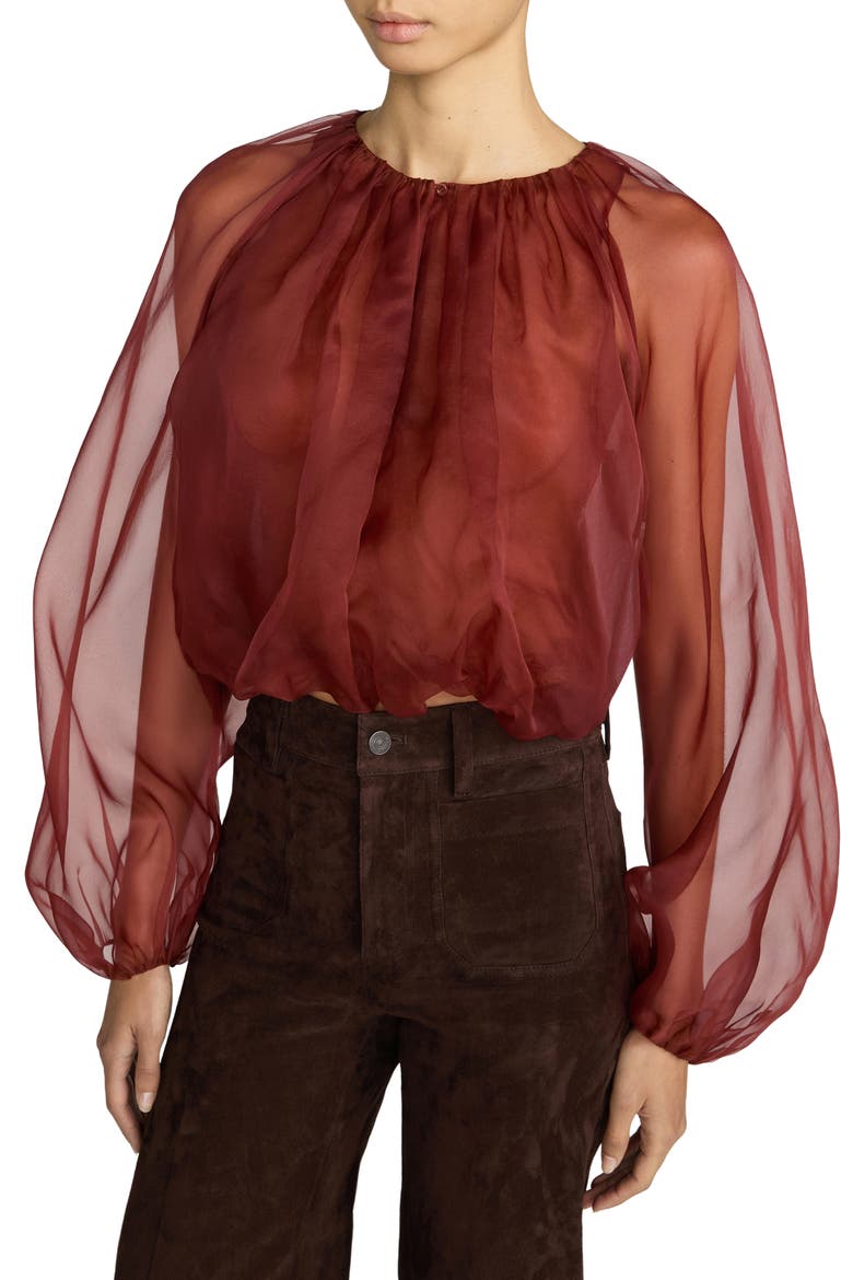 Sheer Silk Top, Alternate, color, PAPRIKA