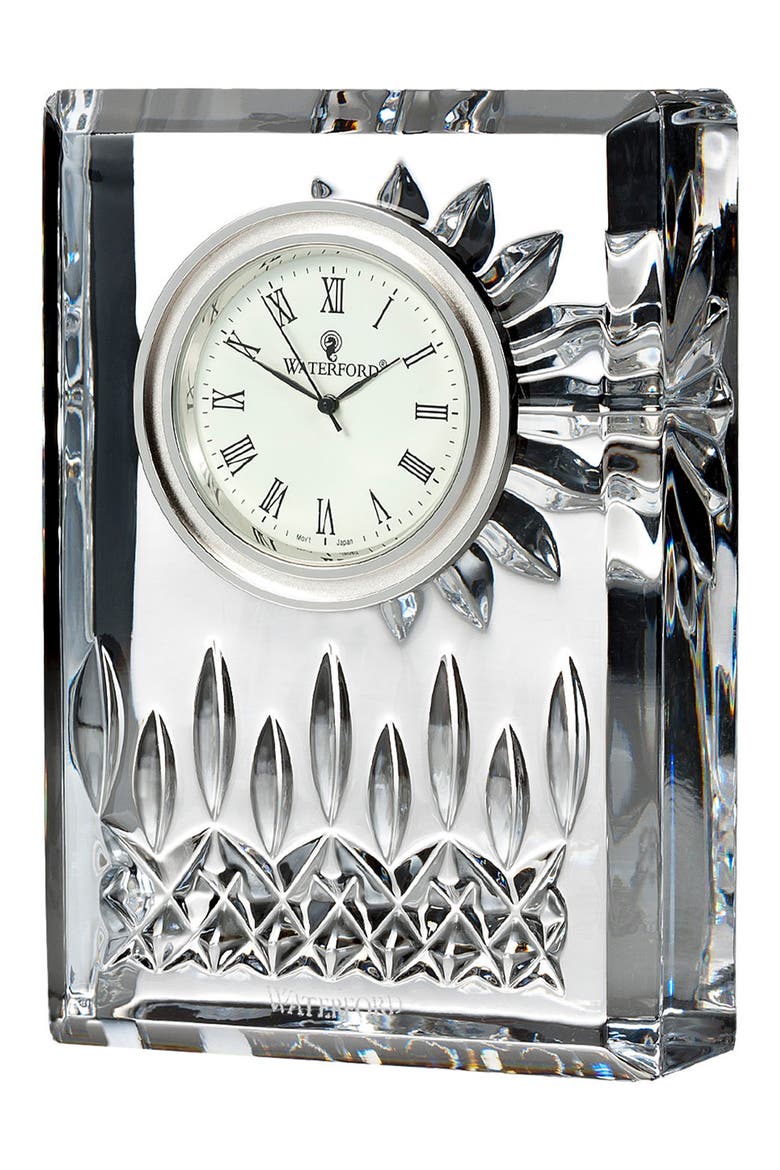 Lismore Lead Crystal Clock, Main, color, CRYSTAL