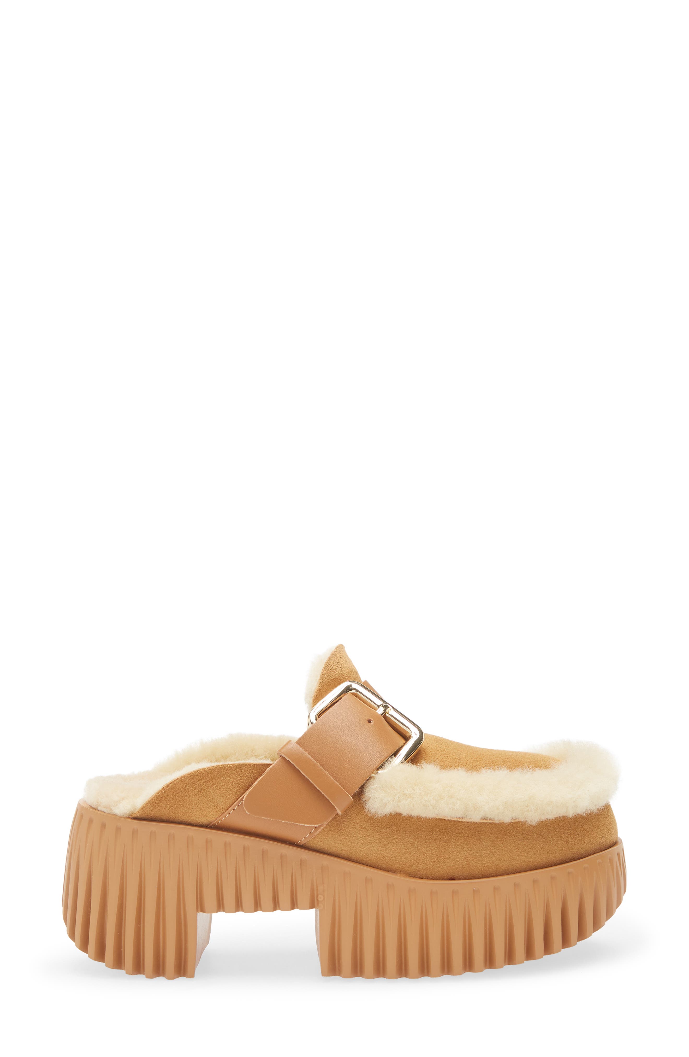 4CCCCEES Plia Amber Genuine Shearling Platform Clog, Alternate, color, Camel