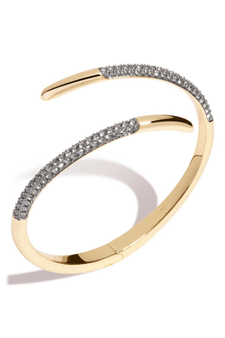 Vesey Pavé Bypass Cuff Bracelet, Main, color, GOLD/ GUNMETAL/ CRYSTAL
