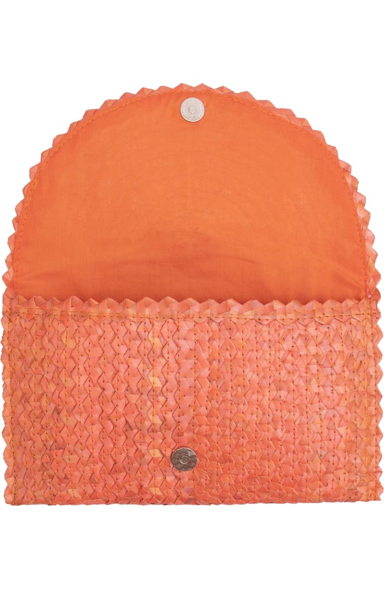 Jelavu Coco Seashell Trim Raffia Clutch, Alternate, color, Orange