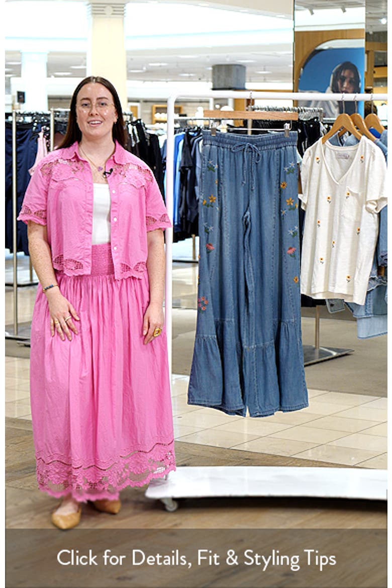 Embroidered Butterfly Drawstring Wide Leg Jeans video