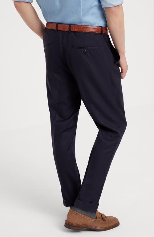 Brunello Cucinelli Tapered-leg Wool Trousers In Blue