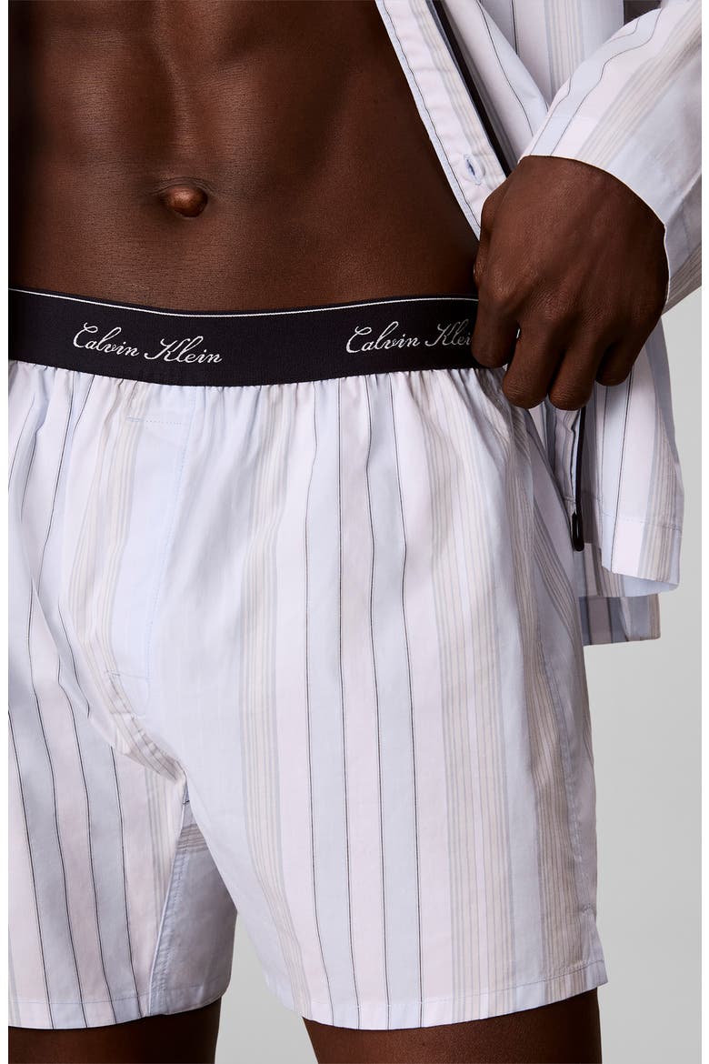 Logo Cotton Poplin Boxers, Alternate, color, CREST STRIPE ICE CASTLE