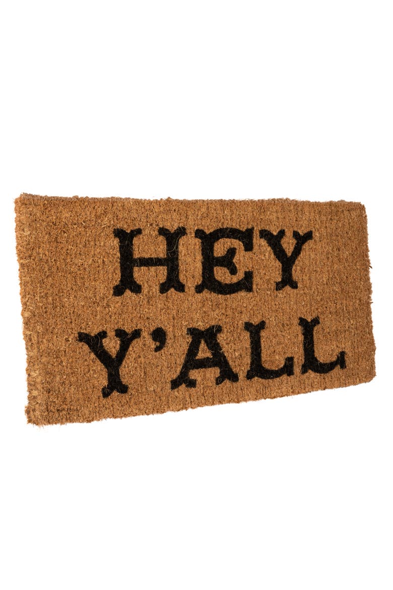 Natural Coir "Hey Y'all" Doormat, Main, color, Brown