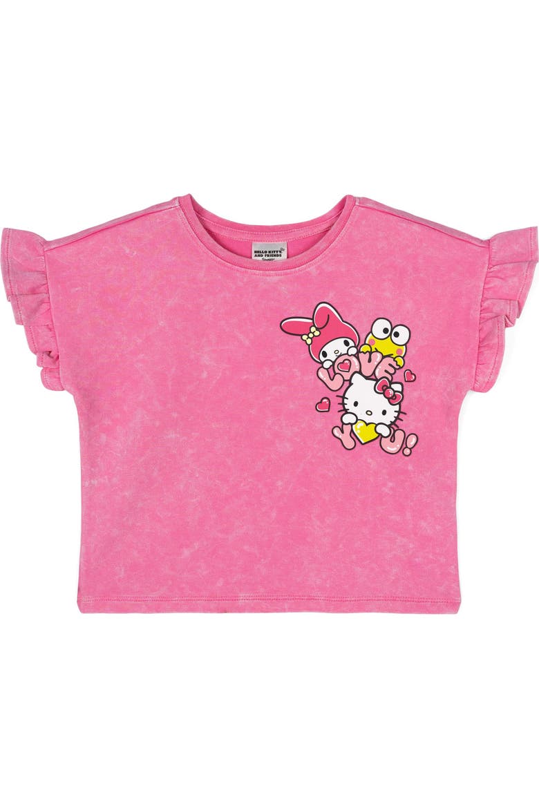 French Terry T-Shirt and Shorts Set, Alternate, color, Pink Optic Wash
