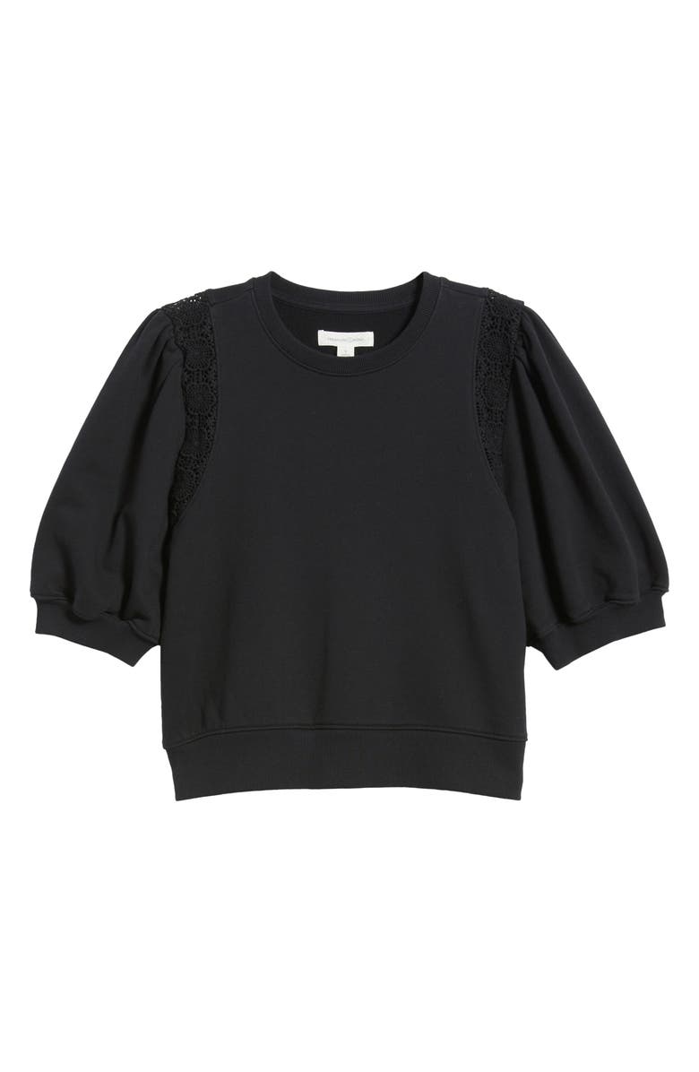 Treasure & Bond Lace Inset Puff Sleeve Crop Sweatshirt, Alternate, color,