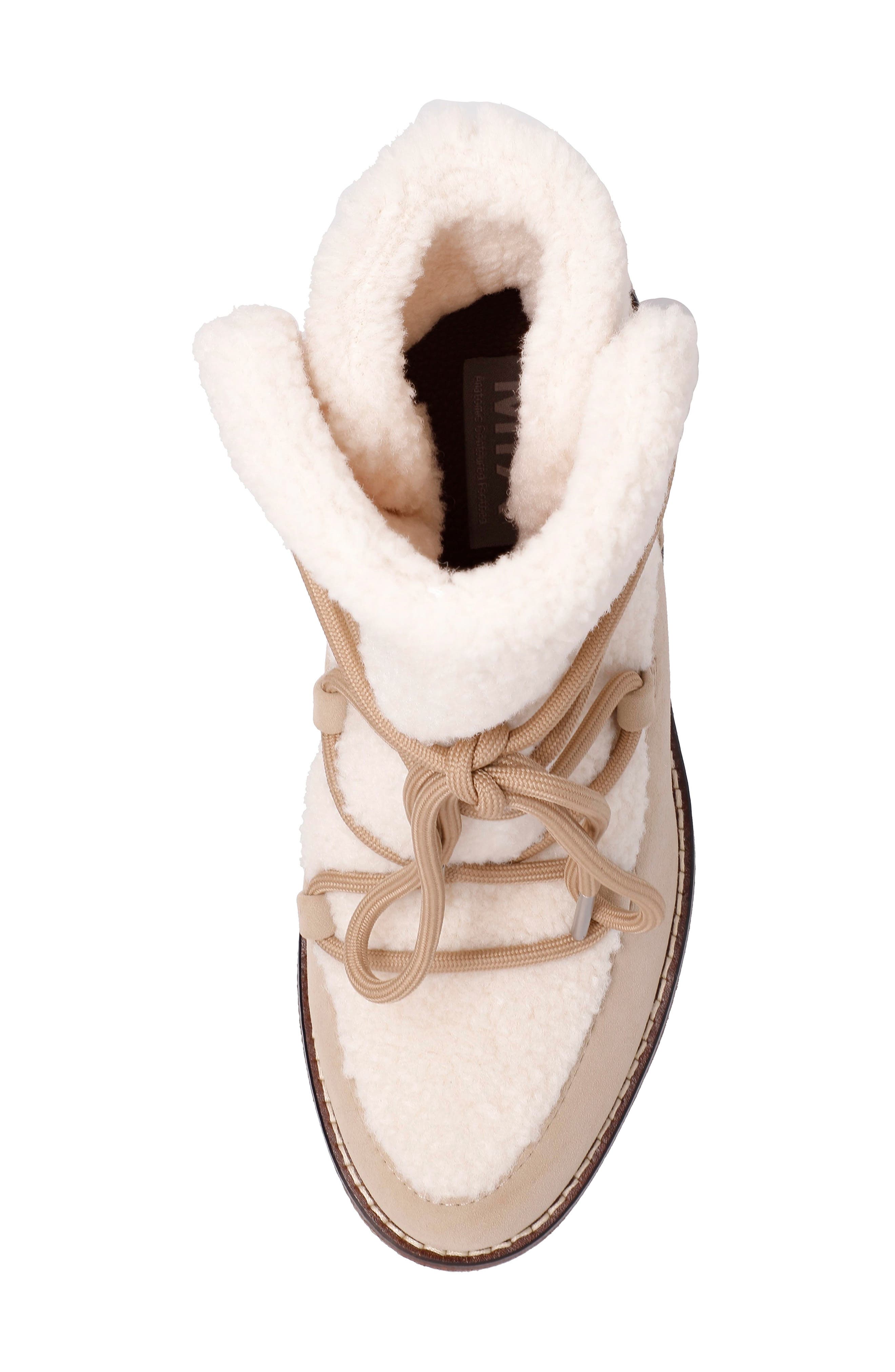 MIA Holiday Faux Shearling Bootie, Alternate, color, Sand/Off White