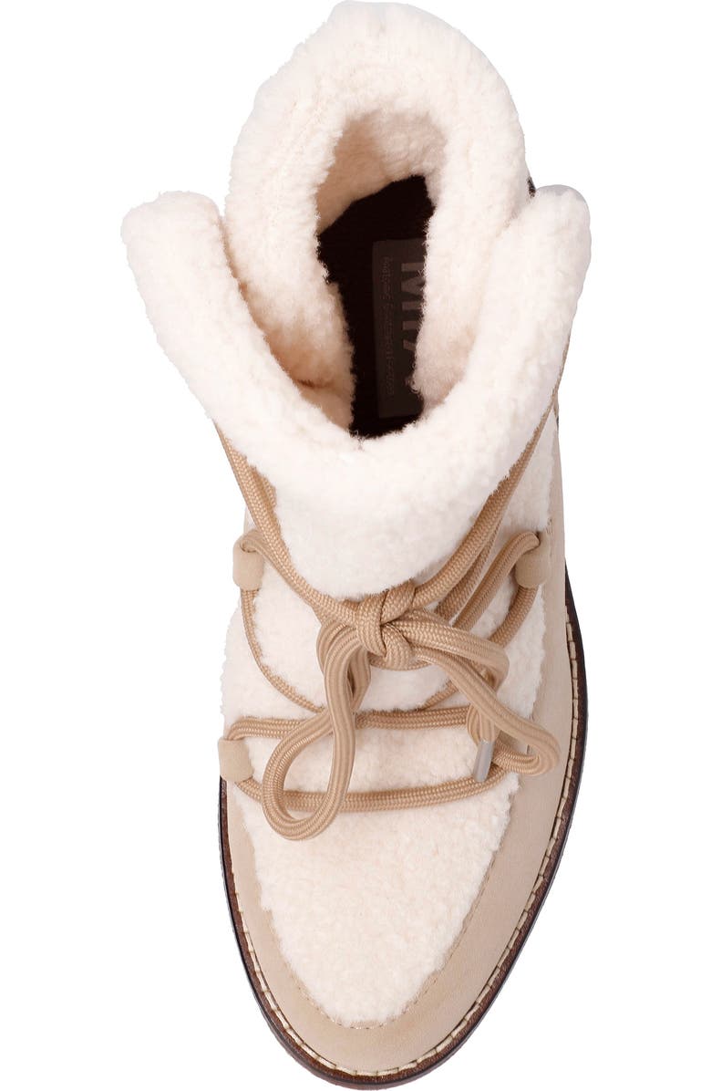 MIA Holiday Faux Shearling Bootie, Alternate, color, Sand/Off White