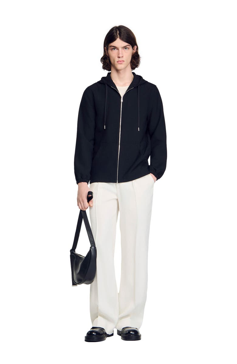 SANDRO Hooded shirt jacket, Alternate, color, Black