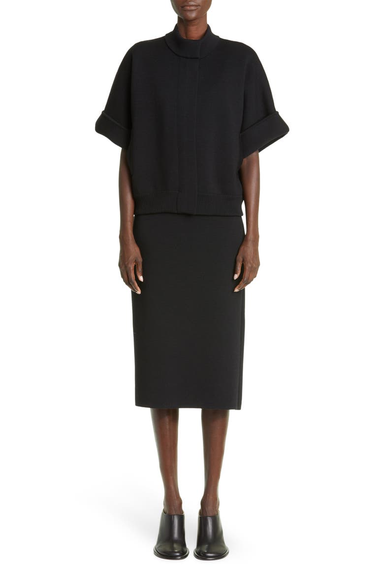 Onagro Square Neck Wool Blend Knit Midi Dress, Alternate, color, BLACK