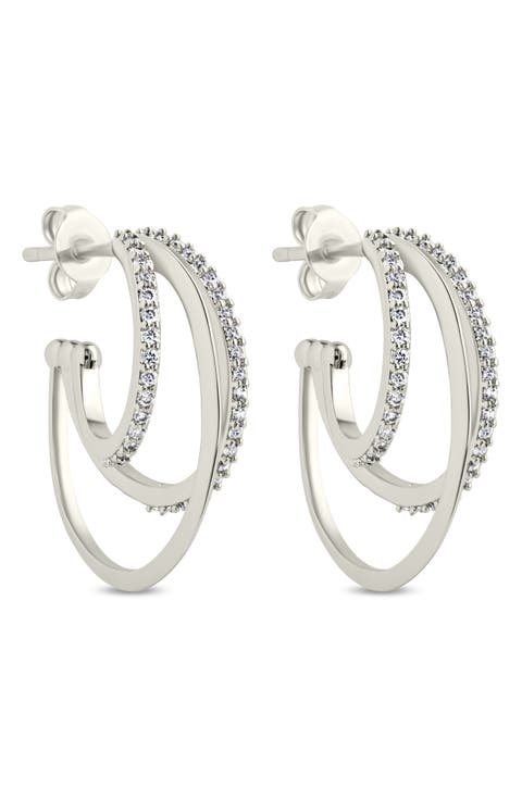 Adriana Cubic Zirconia Triple Layer Hoop Earrings