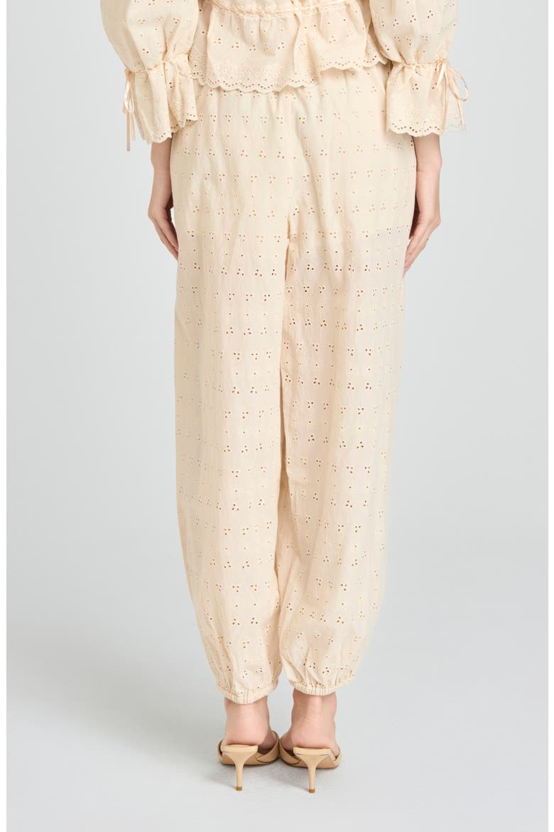 Jasmine Eyelet Embroidered Cotton Balloon Pants, Alternate, color, BEIGE