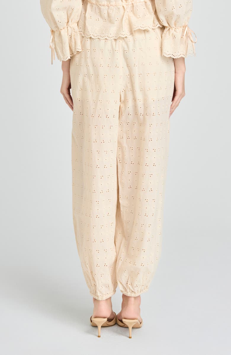 WAYF Jasmine Eyelet Embroidered Cotton Balloon Pants, Alternate, color, Beige