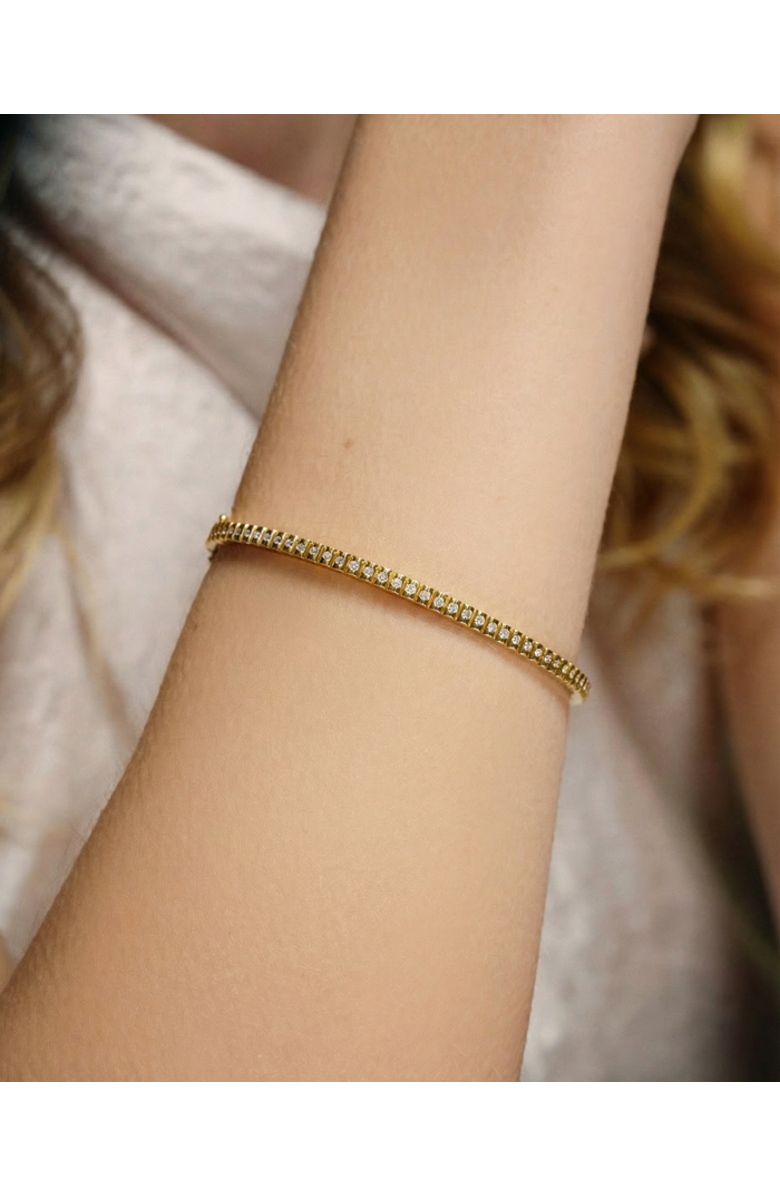 ZARUX Elara Diamond Bangle, Alternate, color, Yellow Gold