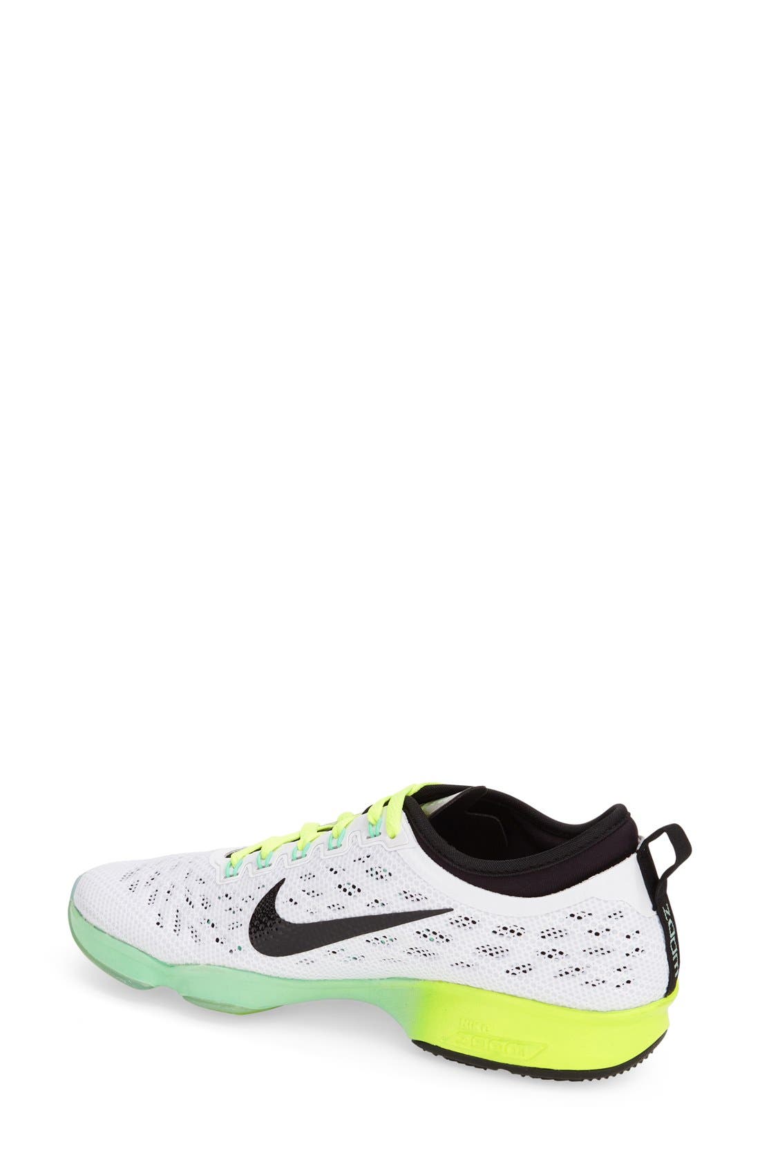 'Zoom Fit Agility' Training Shoe, Alternate, color, WHITE/ BLACK/ GREEN GLOW