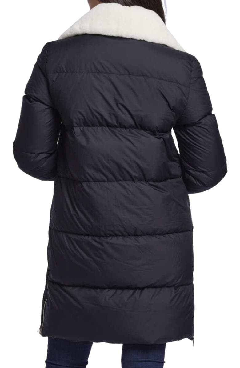 Blue Duck Water Resistant 700 Fill Power Down Coat with Genuine Shearling Trim, Alternate, color, Black