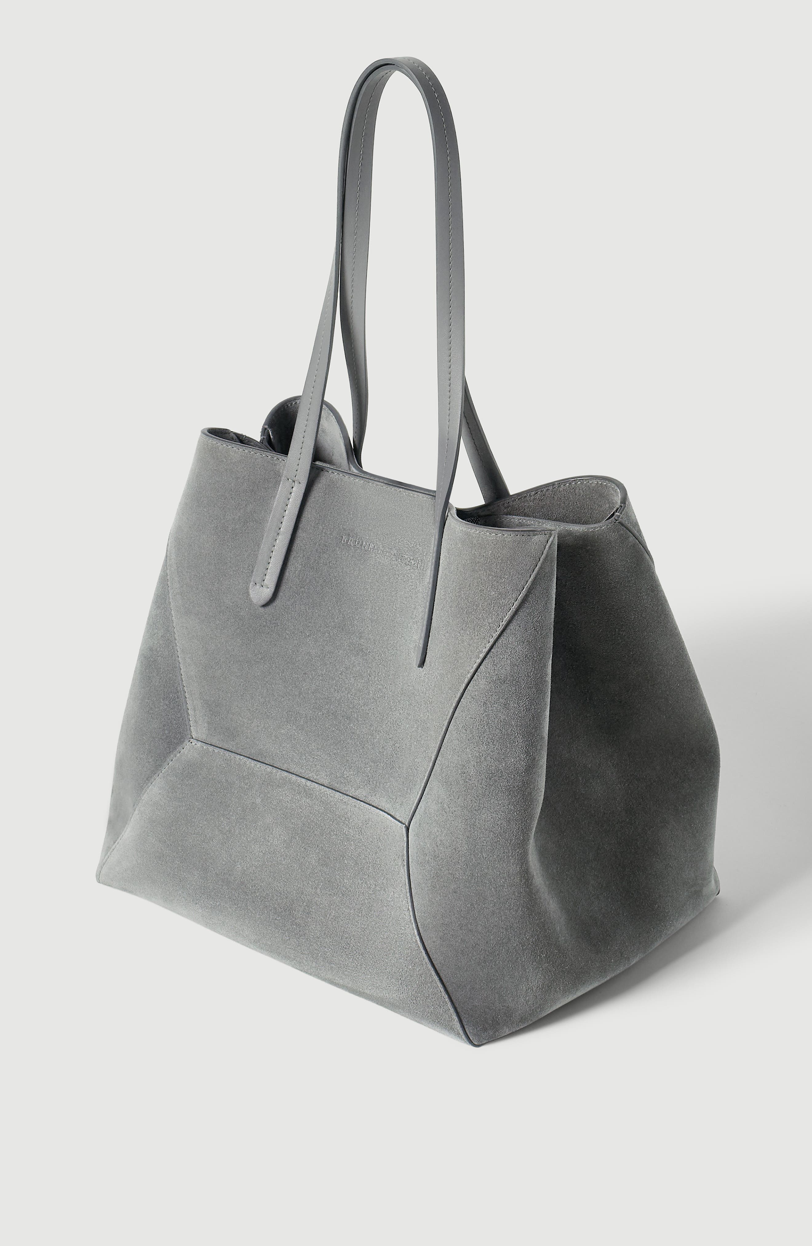 BC Duo bag in suede with monili, Alternate, color, Stone Grey