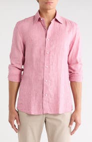 BOSS Hays Kent Slim Fit Linen Dress Shirt