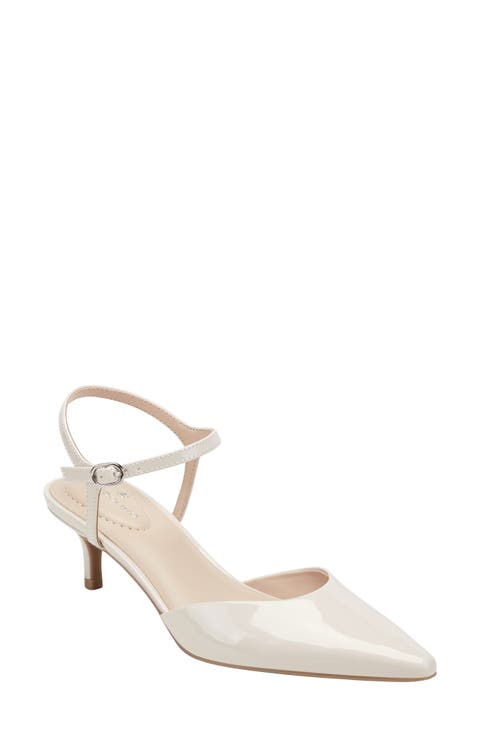 Rose Ankle Strap Pointed Toe Kitten Heel Sandal (Women)