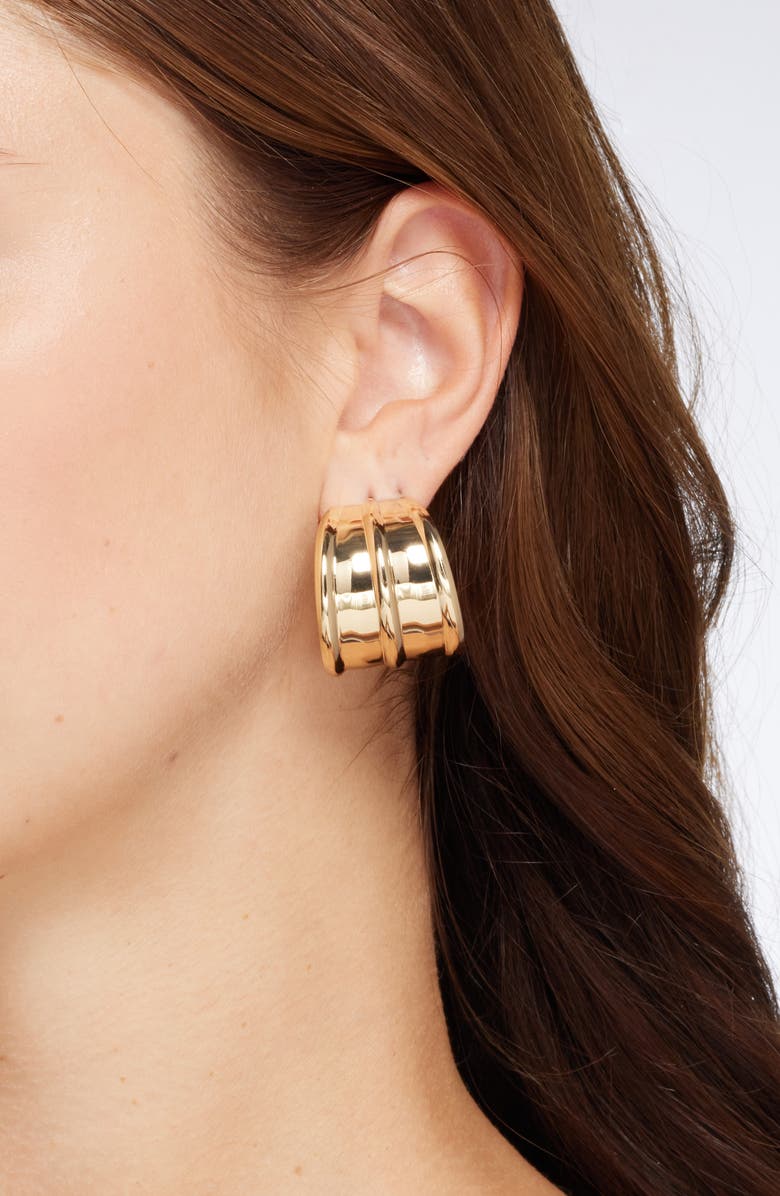 Open Edit Wide Banded Hoop Earrings, Alternate, color, Gold