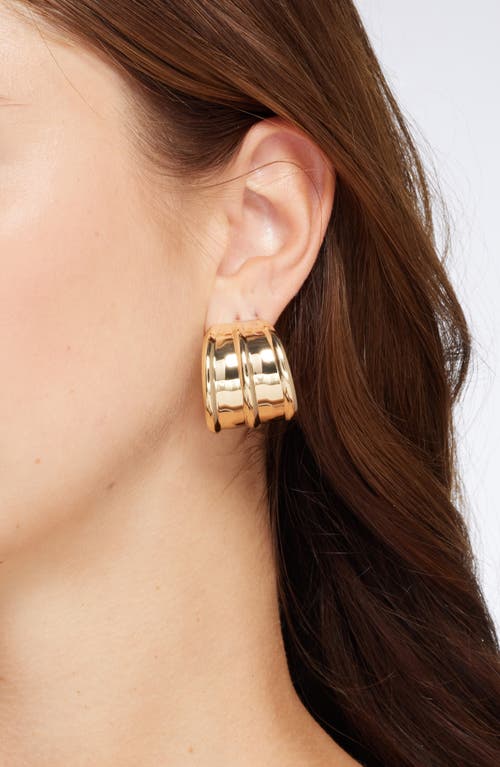 Open Edit Wide Banded Hoop Earrings In Gold