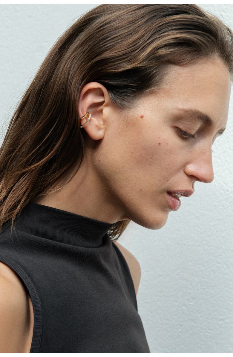 Otiumberg 14kt Gold Vermeil Pave Double Ear Cuff, Alternate, color, Yellow Toned Gold