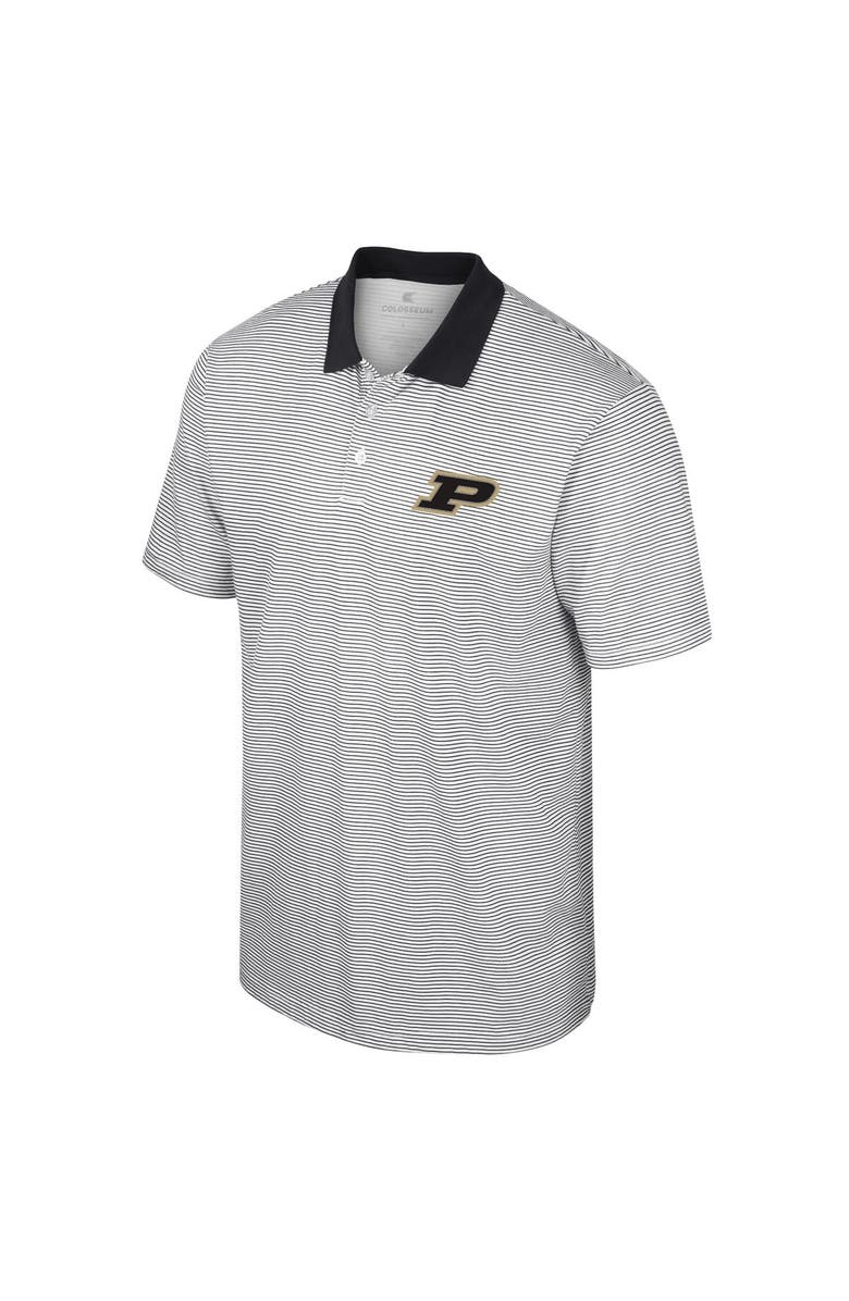 COLOSSEUM Men's Colosseum White/Black Purdue Boilermakers Print Stripe Polo, Alternate, color, 