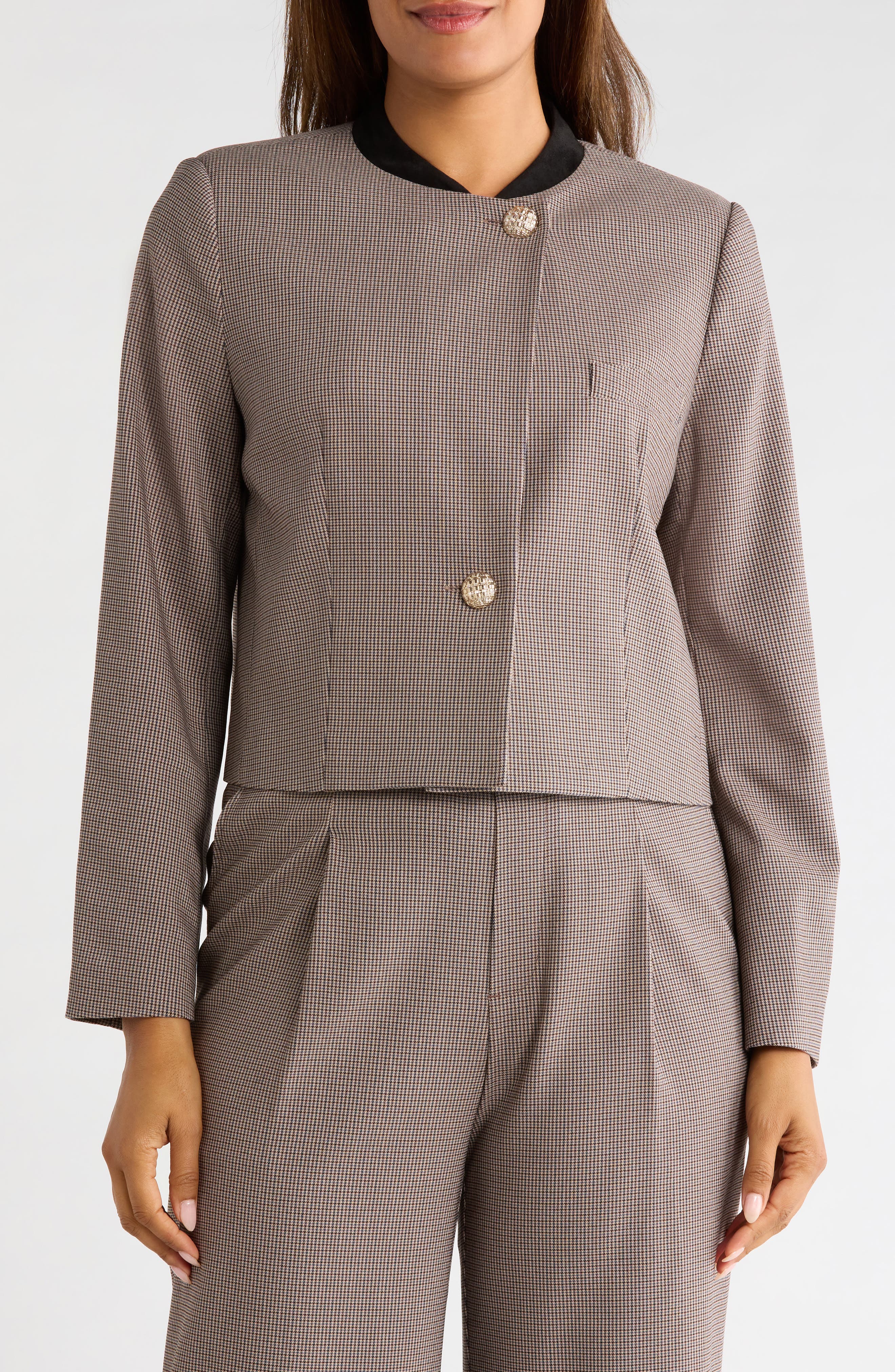 Houndstooth Cropped Jacket