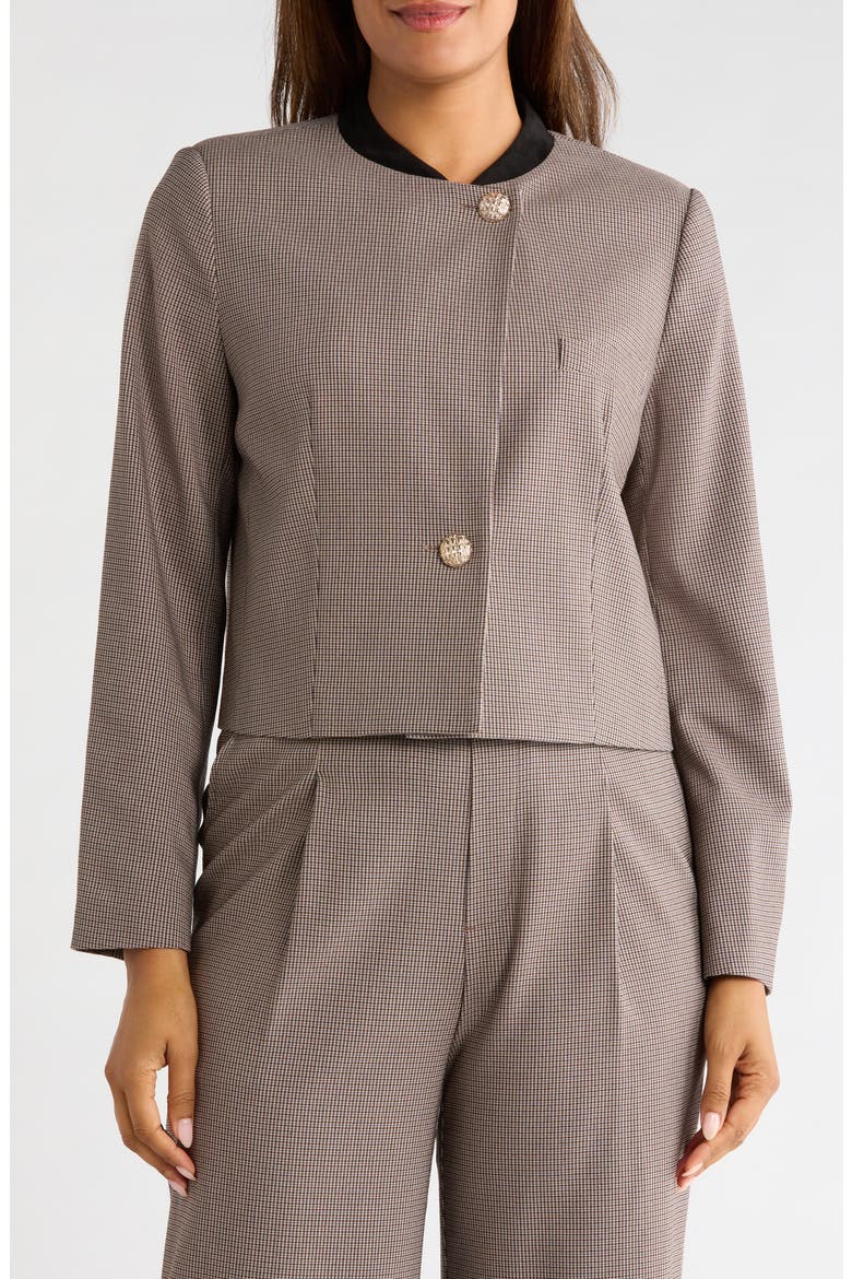 Cropped Houndstooth Jacket, Main, color, BLACK/ GREY