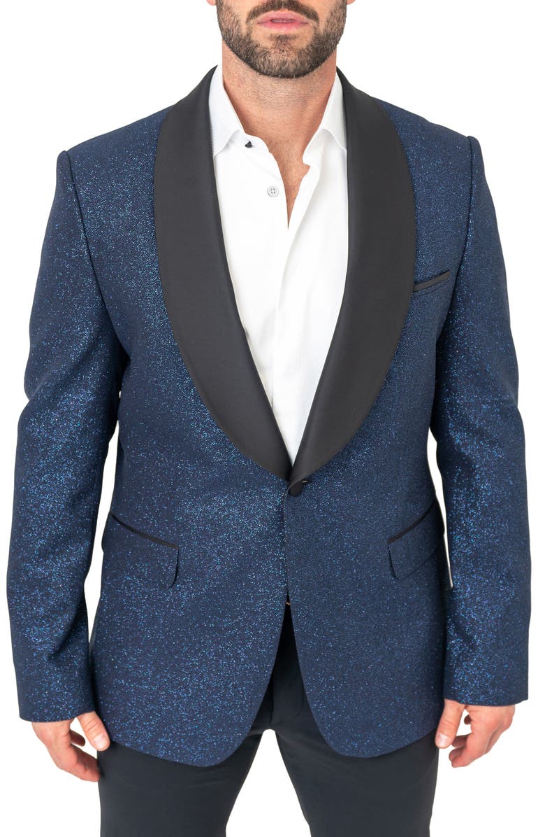 Maceoo Shawl Ceremonial Blue Blazer, Main, color,