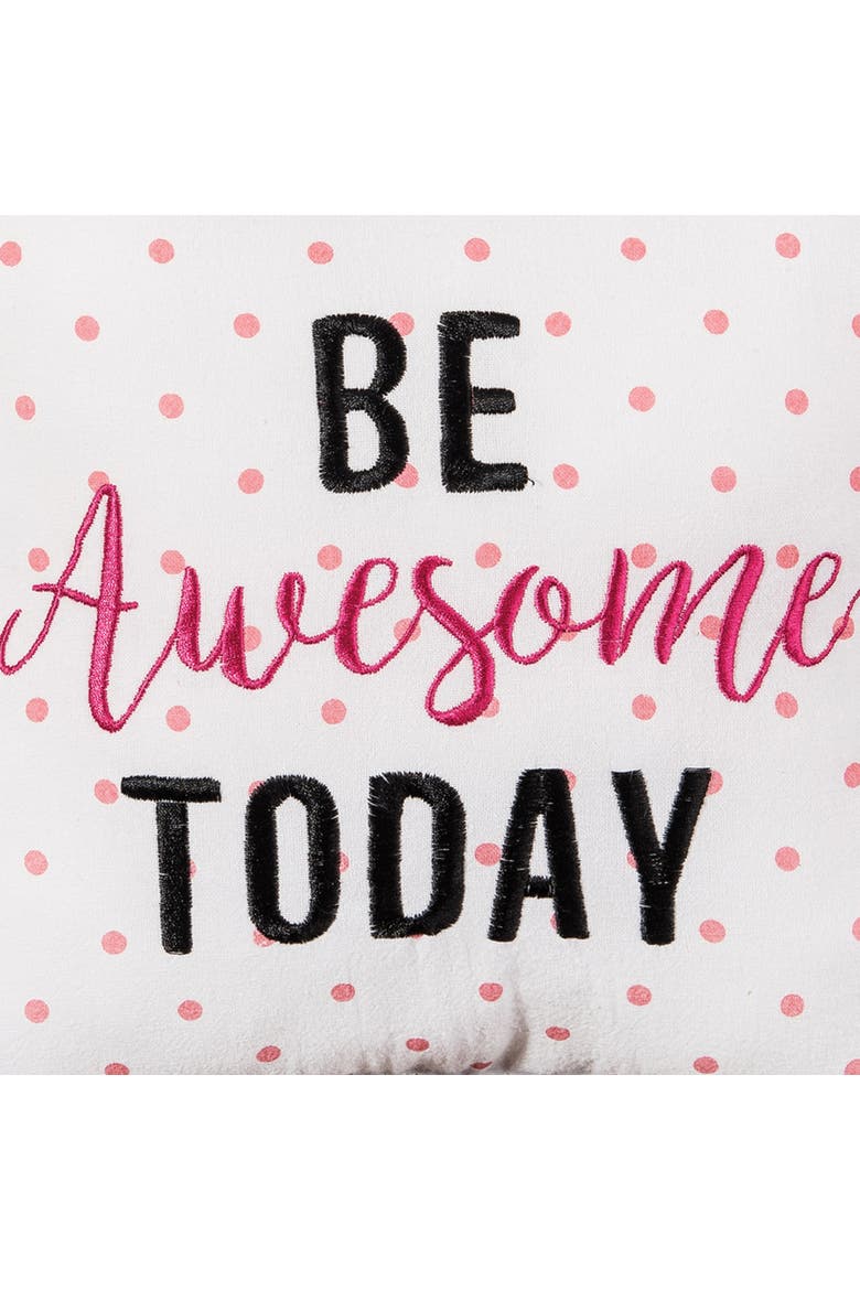 Be Awesome Today Printed and Embroidered Small/Petite Accent Pillow, 10" x 10", Alternate, color, Pink