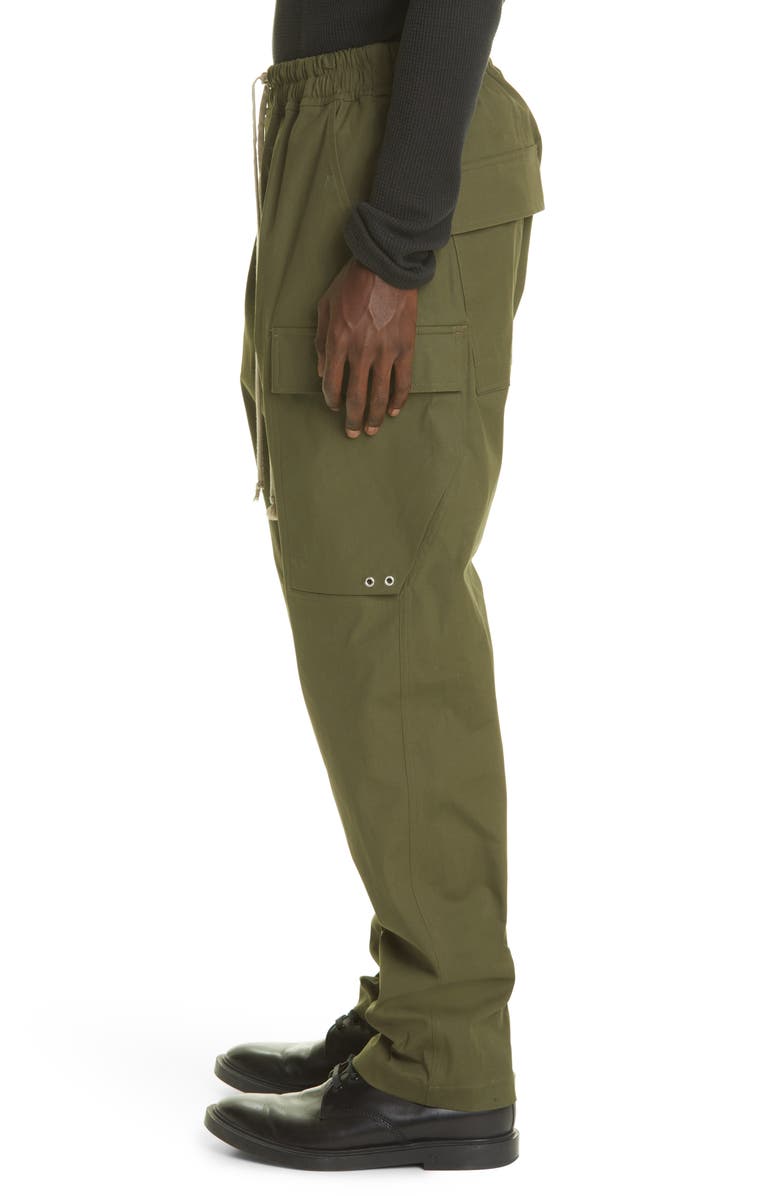 Rick Owens Organic Cotton Stretch Poplin Cargo Pants, Alternate, color, 